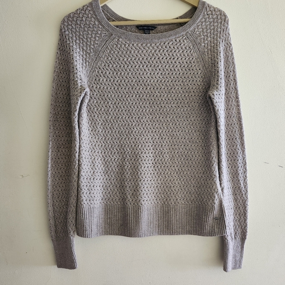 American Eagle Outfitters Beige Basketweave Knit Pullover Sweater Size Small